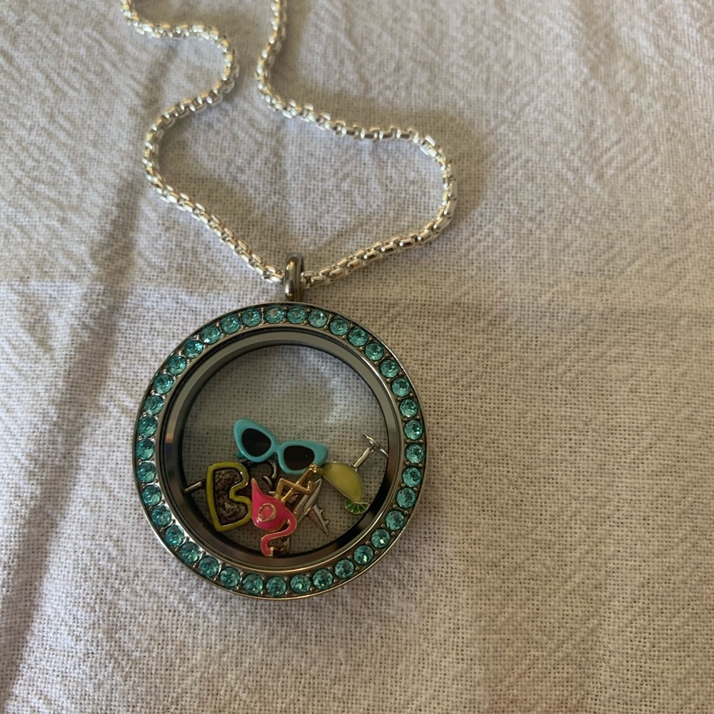 Origami owl large aqua locket